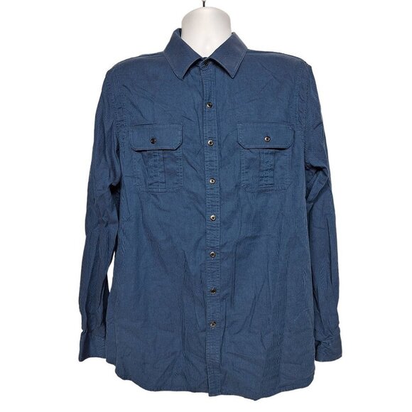 Rock & Republic Men's Button Up Shirt Size XL Solid Dark Blue Long Sleeve - Picture 1 of 4